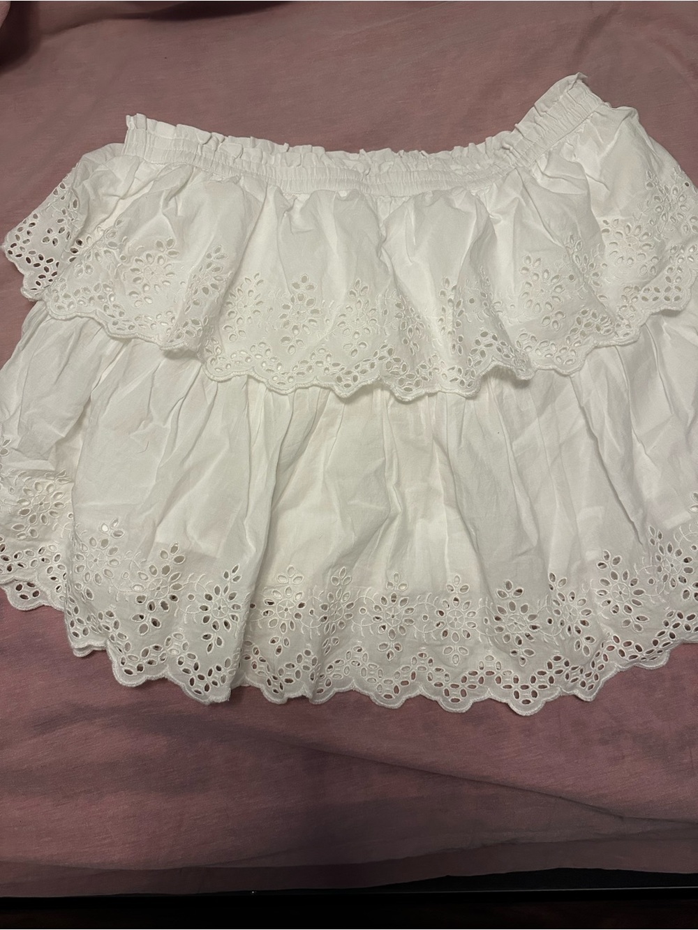 GAP White Eyelet Tiered Mini Skirt